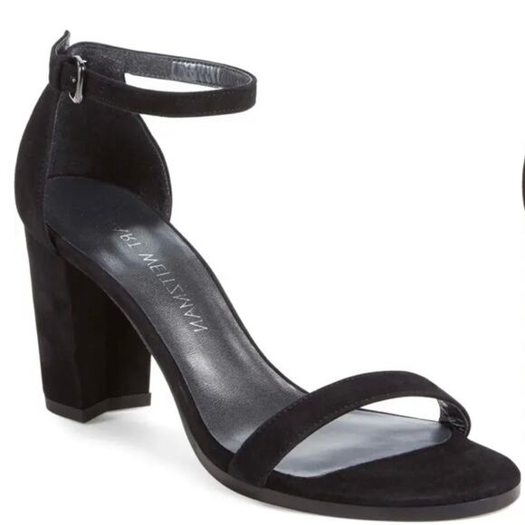 Stuart Weitzman Ankle Strap Block Heel Sandals size 36.5 black Suede - Picture 3 of 13